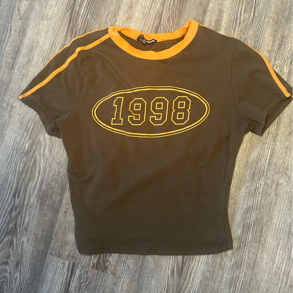 Fashion Nova 1998 Graphic Tee - Brown and Orange